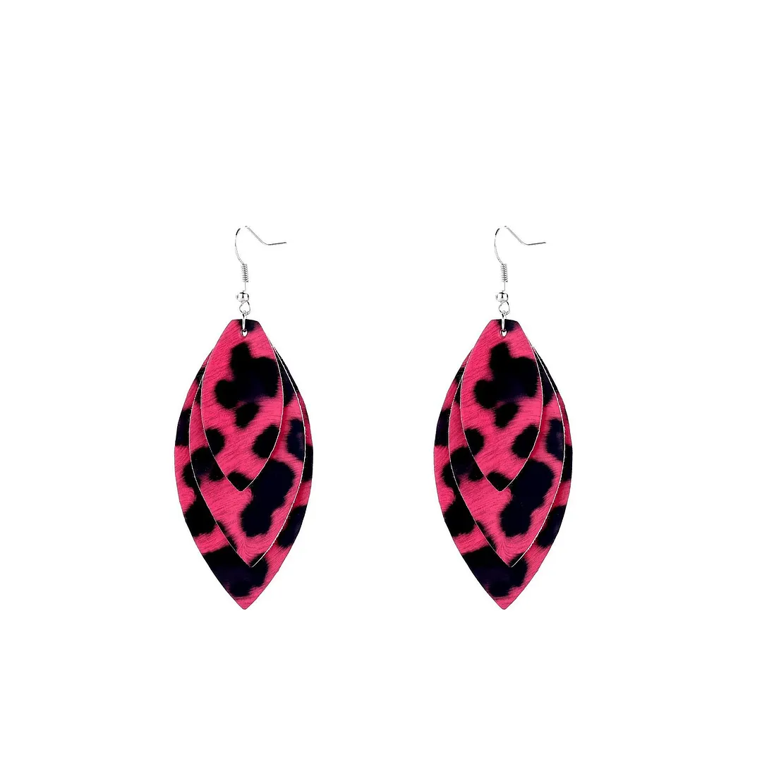 Layered Leopard Leather Earrings