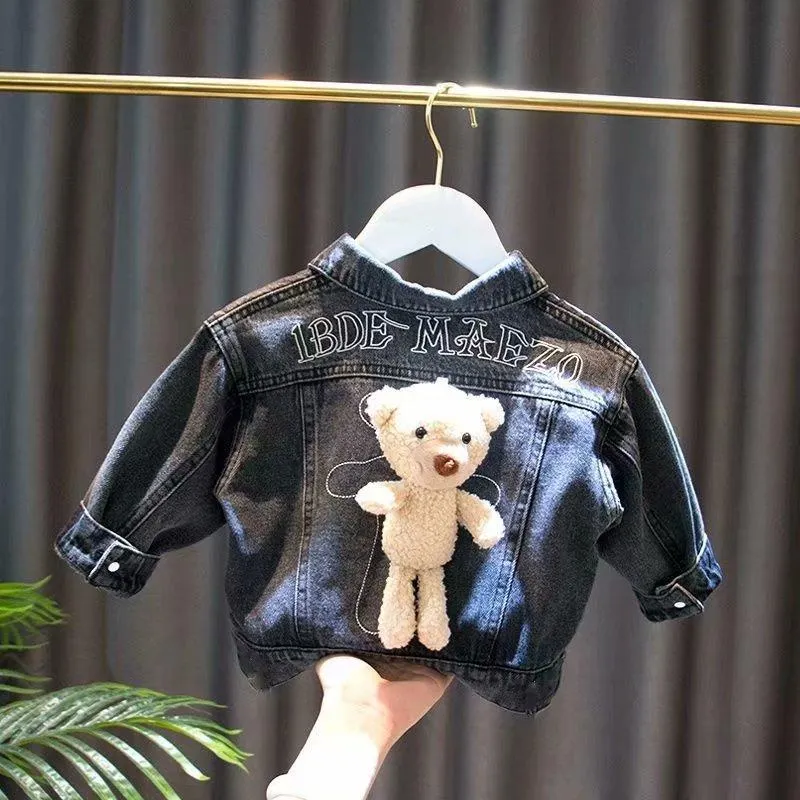 New Children's Denim Jackets Girl Trench Jean Embroidery Jackets Girls Kids clothing baby Lace coat Casual outerwear Windbreaker