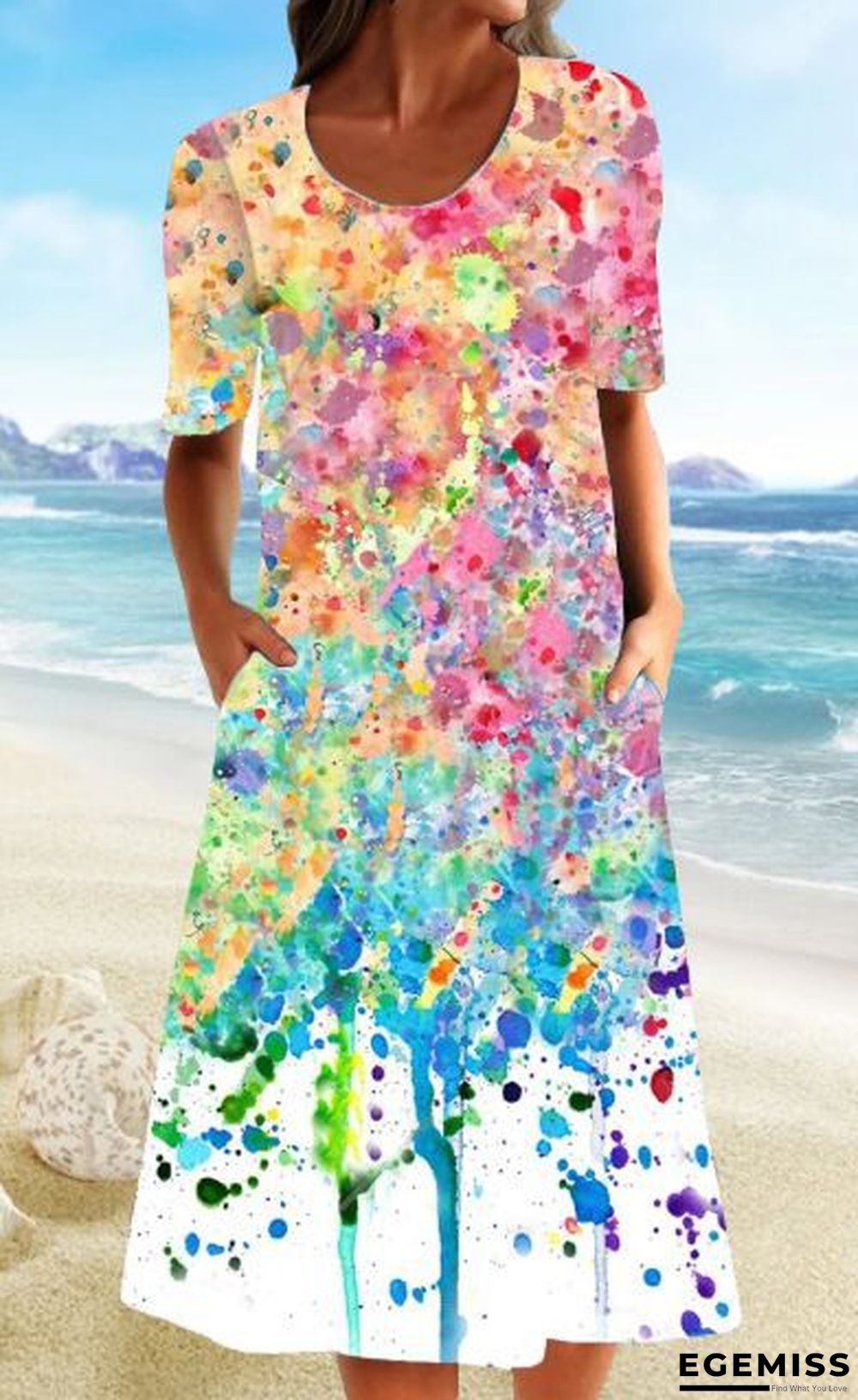 Fashion Personality Retro Floral Print Half Sleeve Dress Black Dresses | EGEMISS