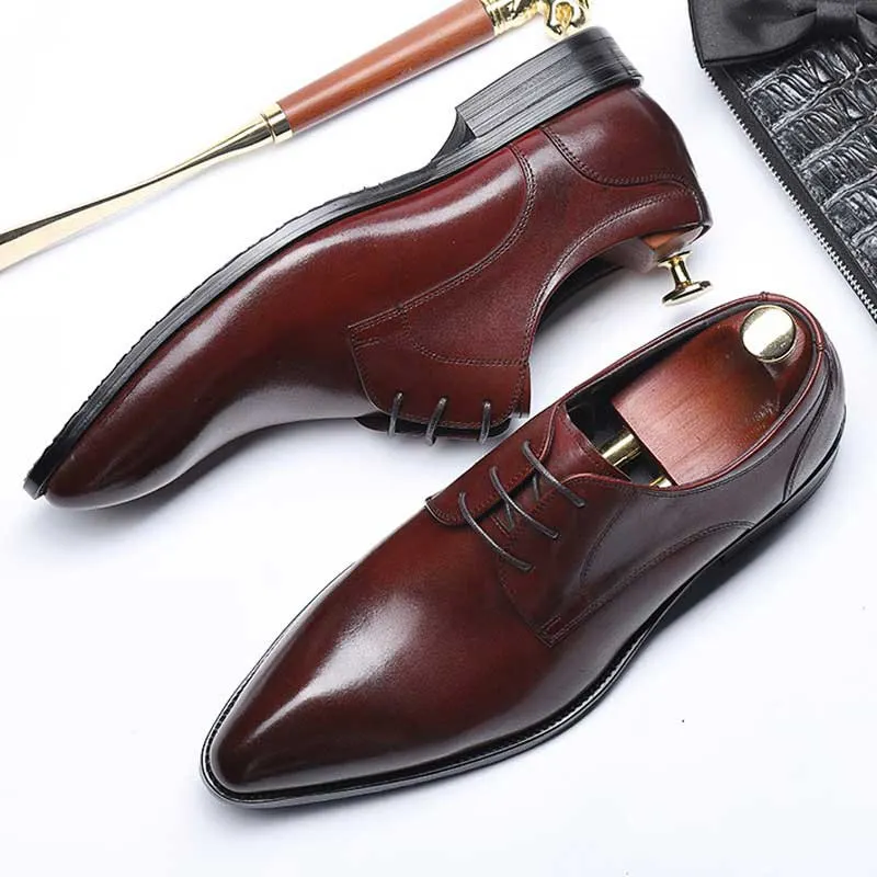 mens brown dress shoes wedding ALLURE MEN Dress Shoe AL01 Oxford Formal Tuxedo for Prom & Wedding Bro –  Bravo Shoes main image 1