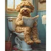 (Stamped/Counted) Dog Sitting Toilet-11CT Cross Stitch 40*50cm