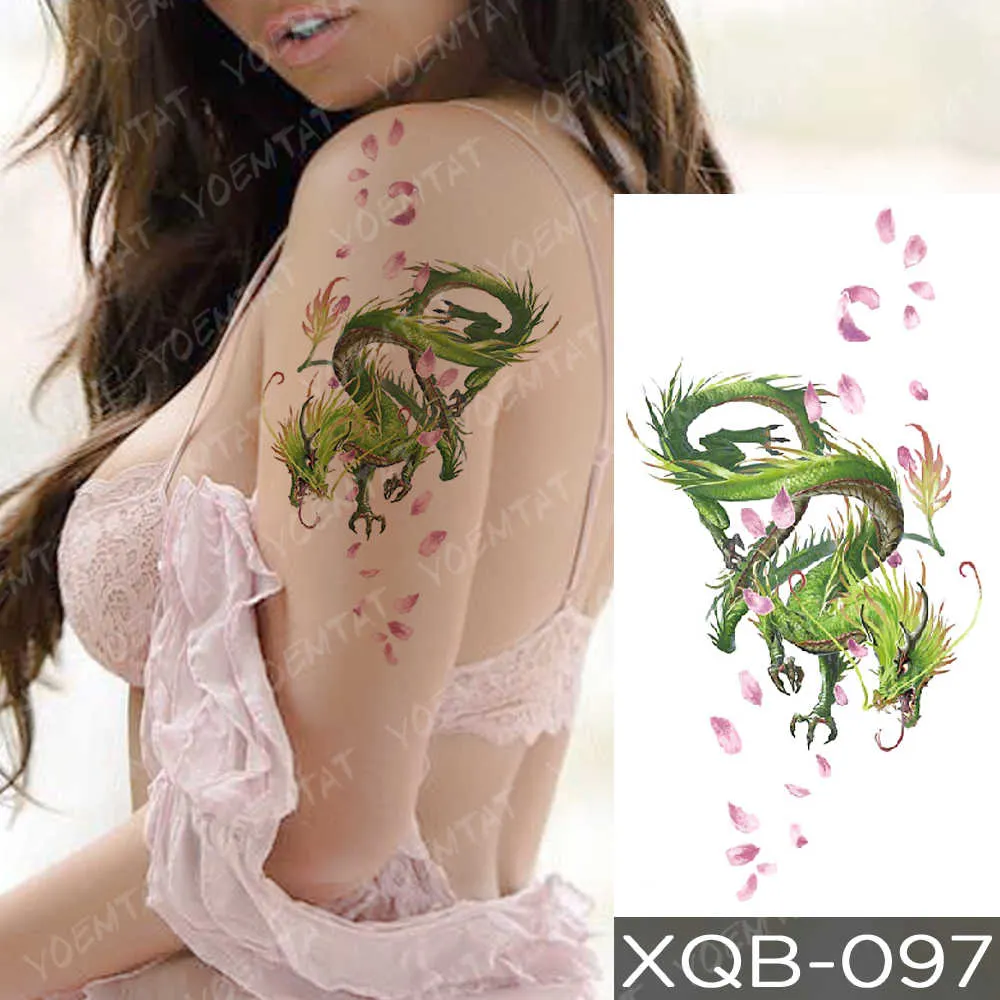 Sdrawing Sdrawing Temporary Sleeve Arm tattoo Sticker Lion Clock Tiger Gear Skeleton Rose tattoos Body Art Fake tatoo Men Women Black