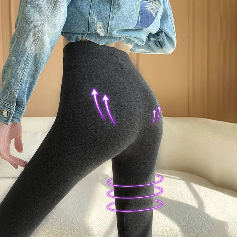 Soft Clouds Leggings Casual Warm Winter Solid Pants-Pink