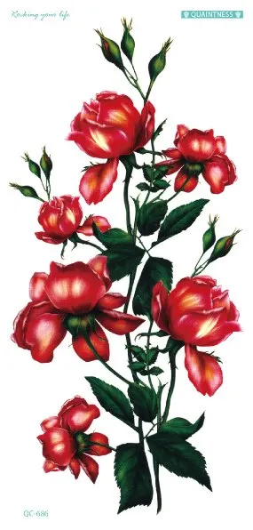 QC-671/20X10cm Long Colorful High Solution Body Art Purple Peony Flowers Circle Design Temporary Fake Flash Tatoo Sticker Taty