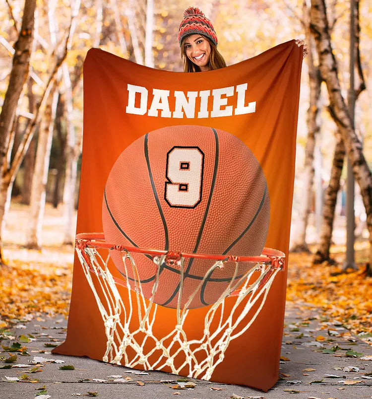 Personalized Basketball Blanket, Basketball Boy Sherpa Fleece Blanket | BKKid688
