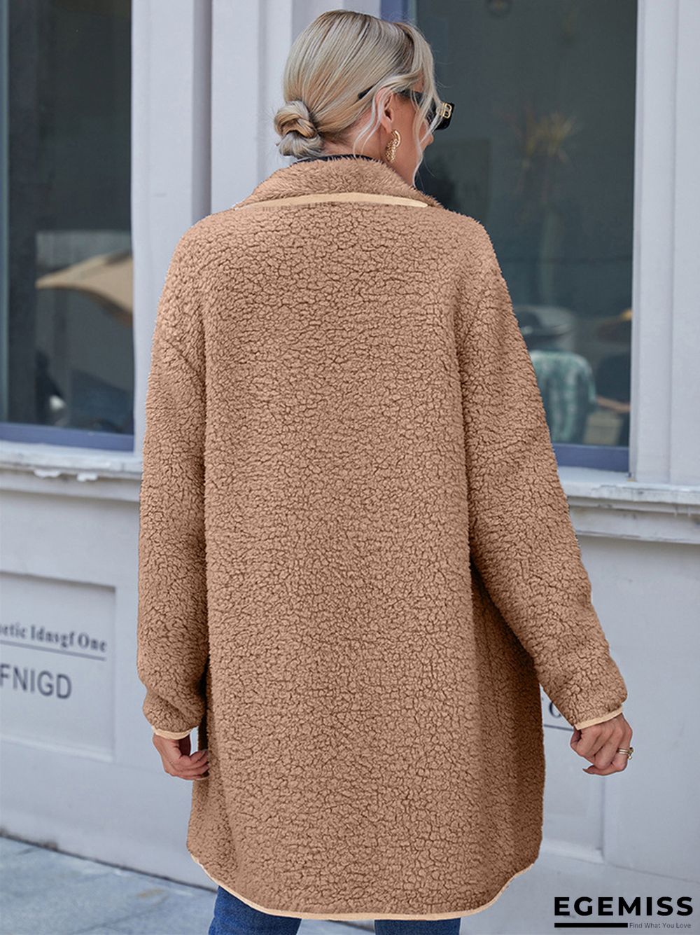 Loose Casual Large Lapel Irregular Medium Length Reversible Plush Coat | EGEMISS