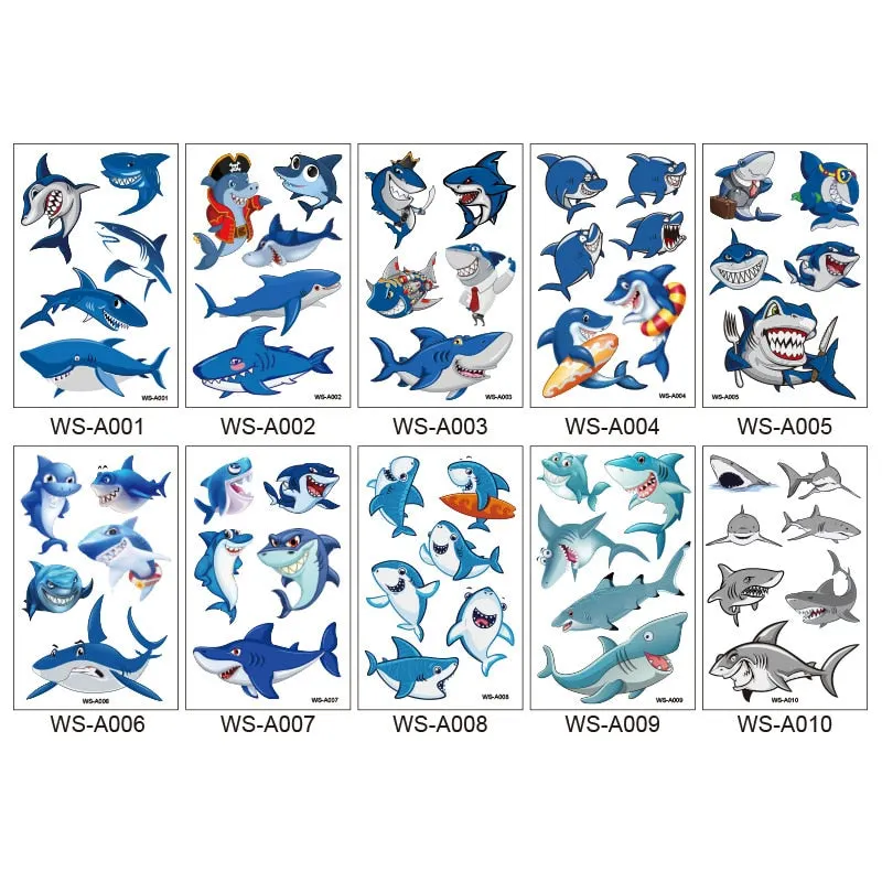New children's shark tattoo stickers cute animal party cartoon reward children's arm temporary tattoo stickers