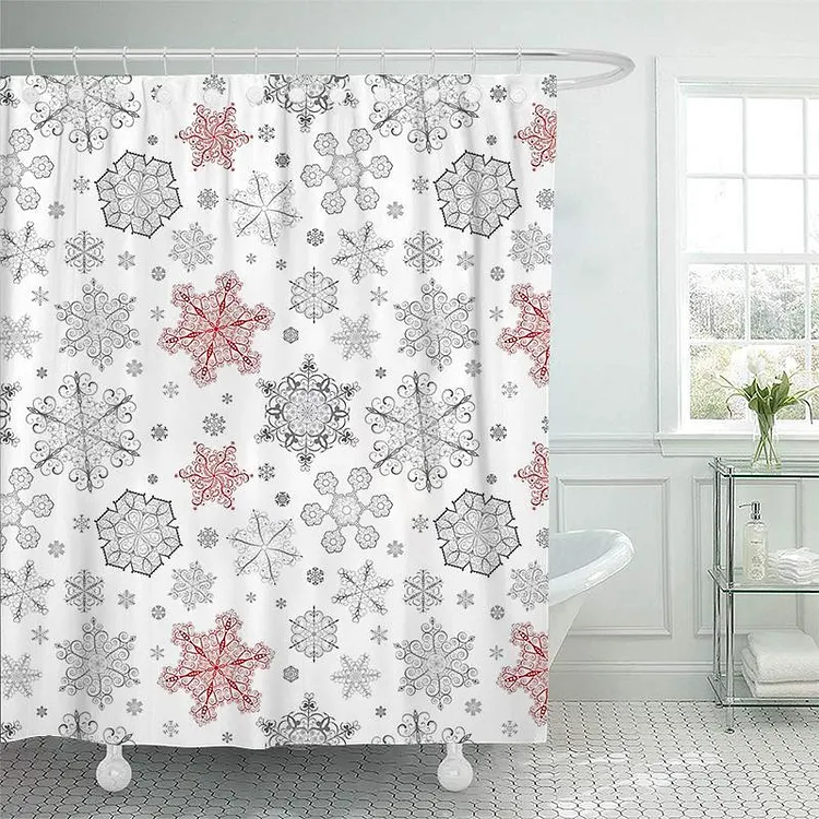 Christmas Snowflake Bathroom Shower Curtain