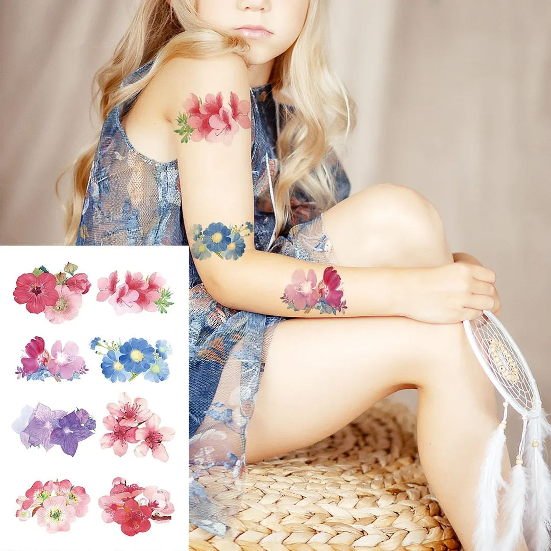 Realistic Butterfly Wrist Temporary Tattoos For Women Girl Moon Sun Whale Rose Flower Fake Tattoo Sticker Fashion Washable Tatoo