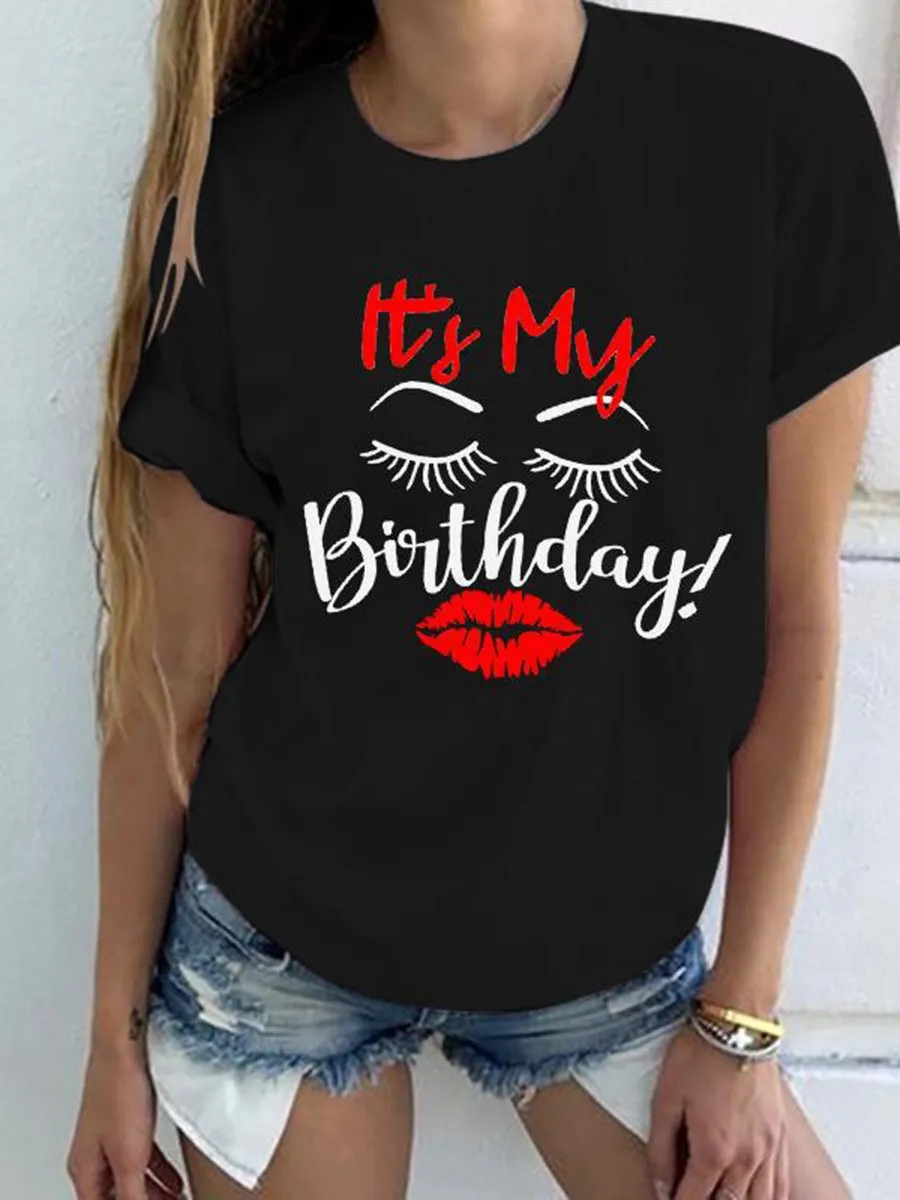Round Neck Letters Printed T-shirt