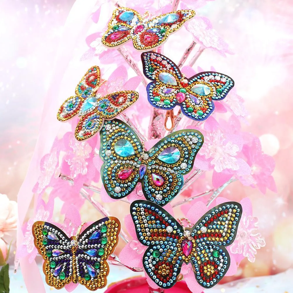 6pcs DIY Keychain - Full Drill - Butterfly