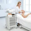 [US Local Warehouse] Medical Cart with 3 Drawers & 4 Wheels & 1 Top Tray Rolling Cart 66 LBS Load Salon Trolley for Hospital Office Bedroom Clinic
