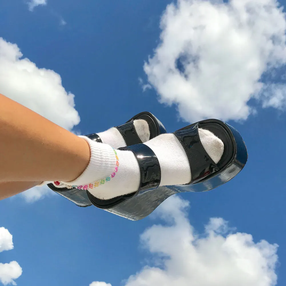 2021 Plus Size 43 Shoes Women High Platform Black Gothic Cosplay Comfortable Wedges Heels Sandal Slippers Summer Outdoor Slides