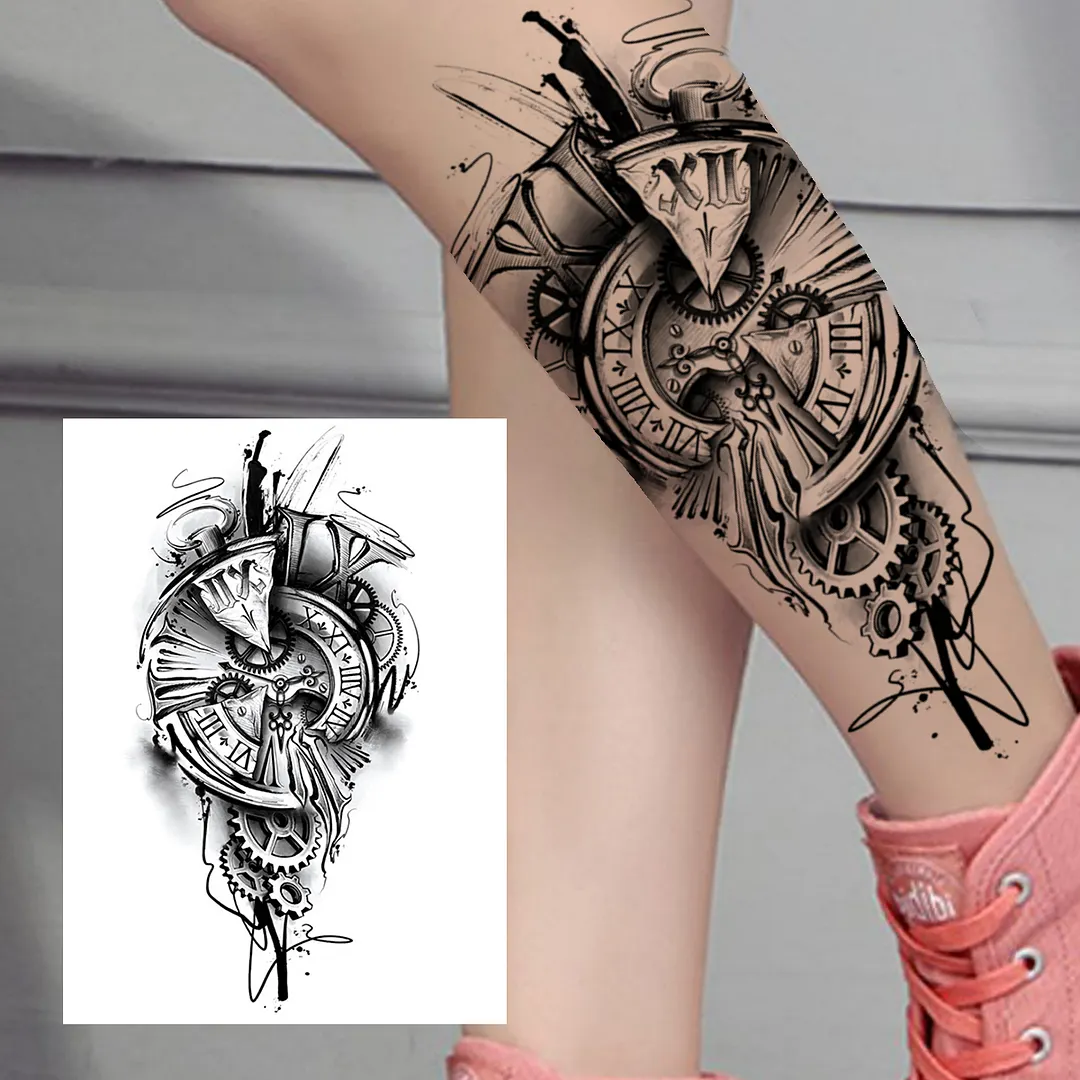 Sdrawing Mouth Skeleton Temporary Tattoos For Women Men Child Boys Halloween Fake Clown Tattoo Sticker Owl Skull Demon Tatoo Body Arm