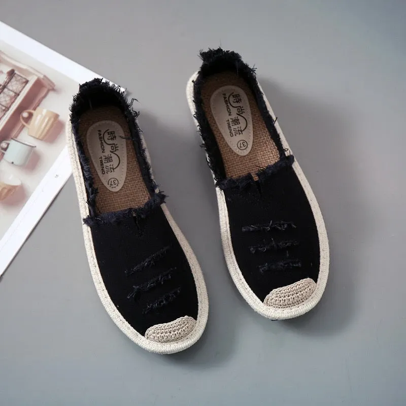 Summer Breathable Women's Canvas Shoes Fashion Slip On Lazy Ladies Loafers Flats Shoes Women New Casual Women's Shoes