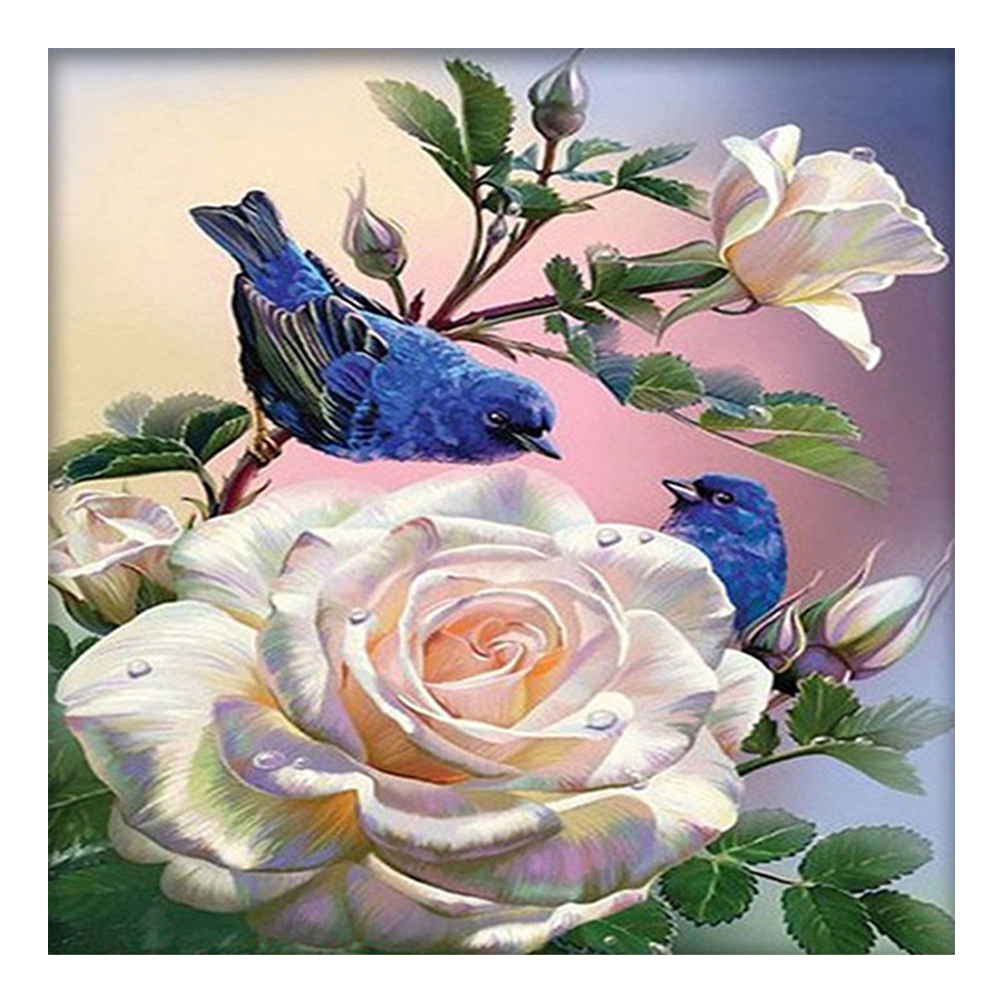 Bird On Peony Branch-Paint by Numbers-8"x8"/20x20cm
