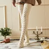 Hollow Long Tube Over The Knee Socks Knitted Pile Socks