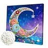 DIY Pearl Painting Moon in the Lake for Home Decor with Frame(25x25cm)