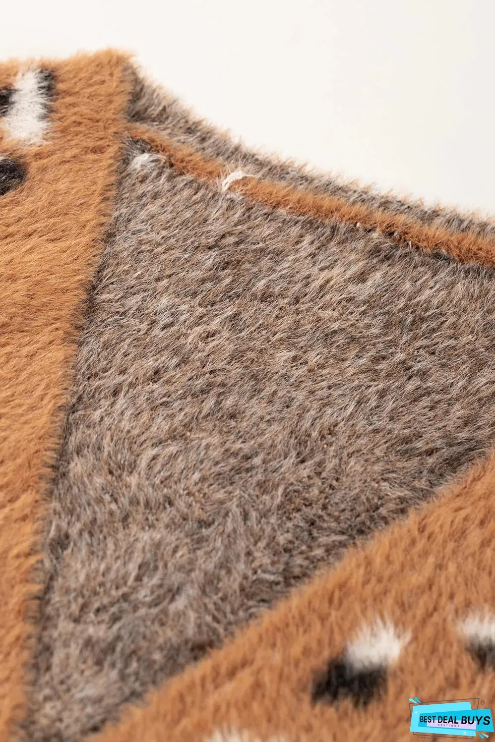 Brown Leopard Print Fur Cardigan