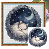 White Cat On The Moon - 11CT Stamped Cross Stitch - 50*50cm