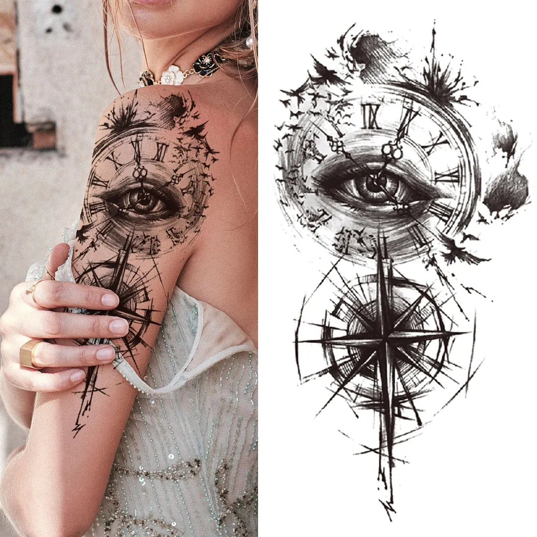 Realistic Fake Peony Temporary Tattoos For Women Girl Black Rose Elephant Flower Tattoo Sticker Tiger Anemone Tatoos Half Sleeve 515-1