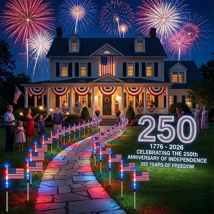 ✨Last Day: 49% OFF🔥8 Solar American Flag Pathway Lights &ndash; Red, White & Blue Yard Glow for 250th Independence Celebration 🇺🇸 