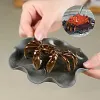 Purple Clay Pot Tea Pet Handmade Creative Crab Tea Pet Decoration Color-changing Crab He Leaf Base Home Decoration