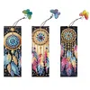 (US Local)3Pcs Special Shape Dream Catcher 5D DIY Diamond Painting Bookmark with Pendants Craft Kit