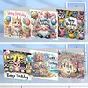 (US Local)6Pcs Xmas Happy Birthday DIY Diamond Painting Greeting Card Rhinestone Painting Card Kit