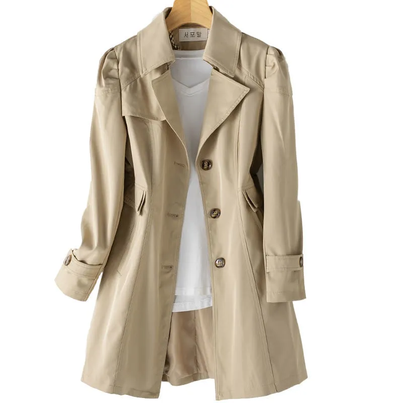 Ailegogo New Women Black Long Trench Coat Casual Female Streetwear Slim Fit Korean Style Coats Single Breasted Outwear