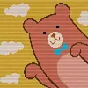 Cute Coffee Bear-14CT Stamped Cross Stitch Kit(25x25cm)