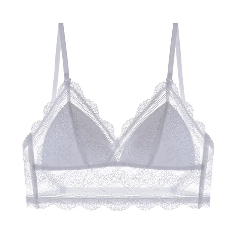 DERUILADY Sexy U Backless Bras For Women Underwear Thin Lace Wireless Bralette Top Comfort Seamless Bra Sexy Lingerie Big Size