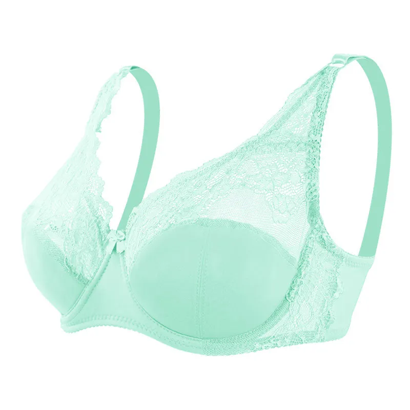 Sexy Bra Women Large Lace Bralette Plus Size Lingerie Female Thin Lace Brassiere Underwear Underwire Padded Bras C D Cup