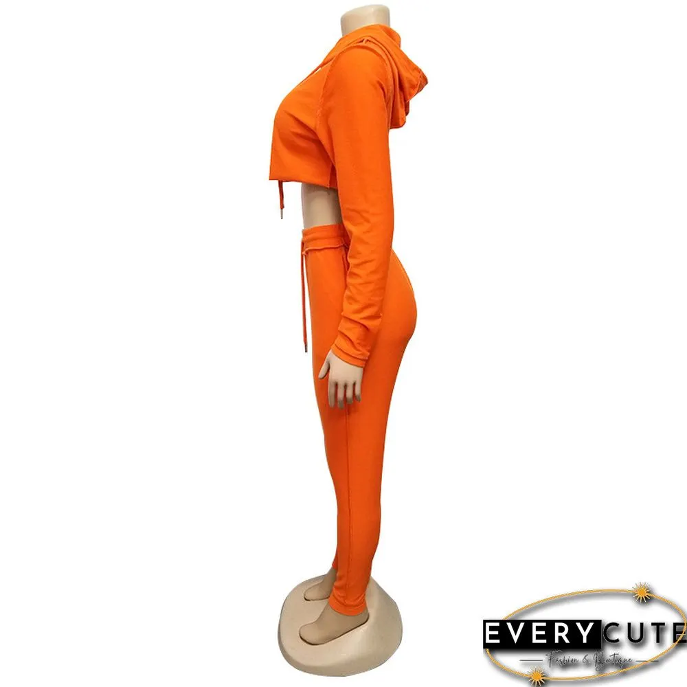 Orange Crop Hoodie with Pant Set