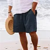 Men's Casual Cotton Linen Breathable Beach Shorts by Inlyline