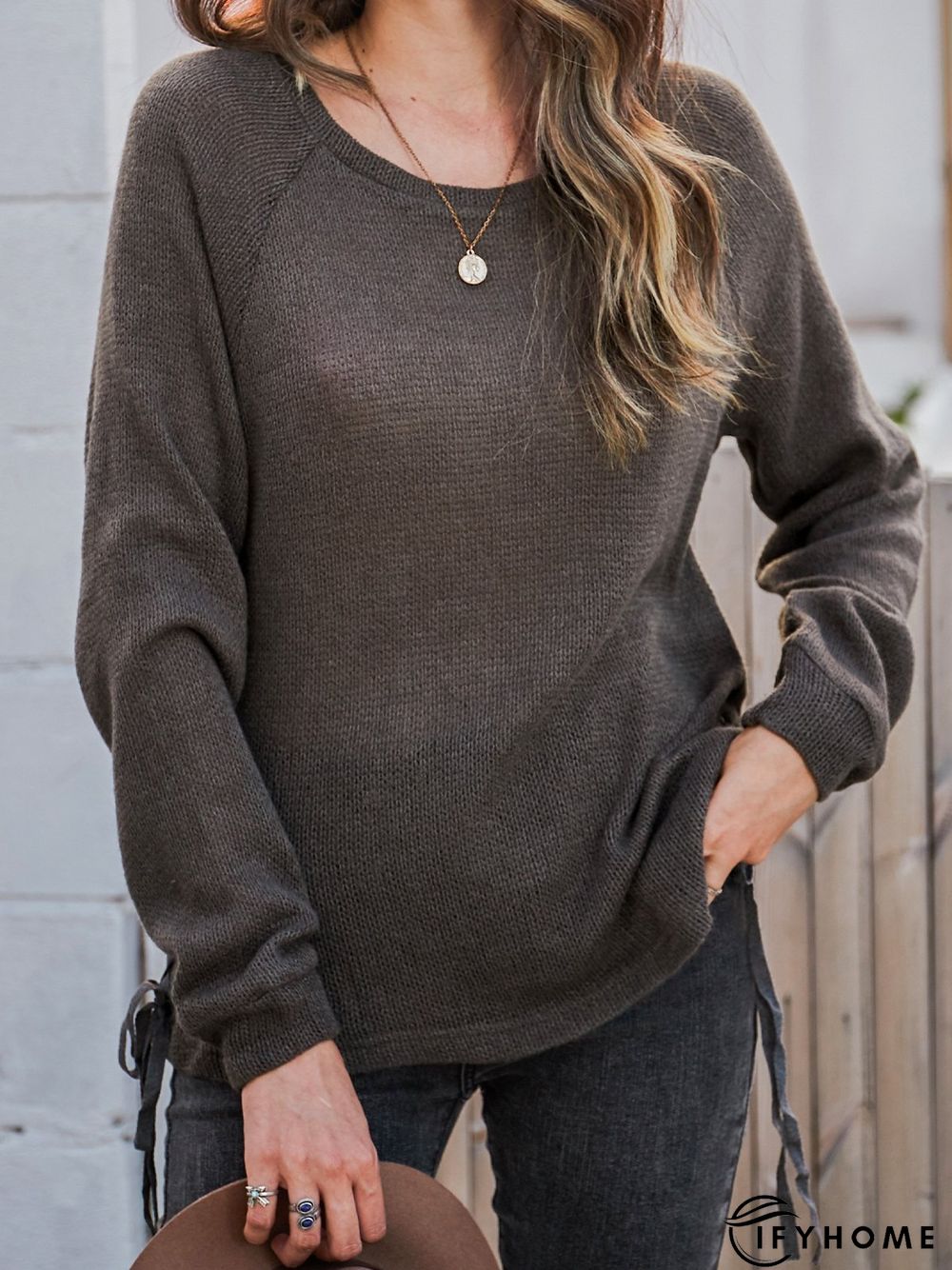 Holiday Long Sleeve Plain Crew Neck T-shirt | IFYHOME