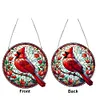 (Upgrade Size)DIY Diamond Painting Art Double Sided Effect Pendant Colorful Stained Glass Hanging Ornament Kit(Cardinal)