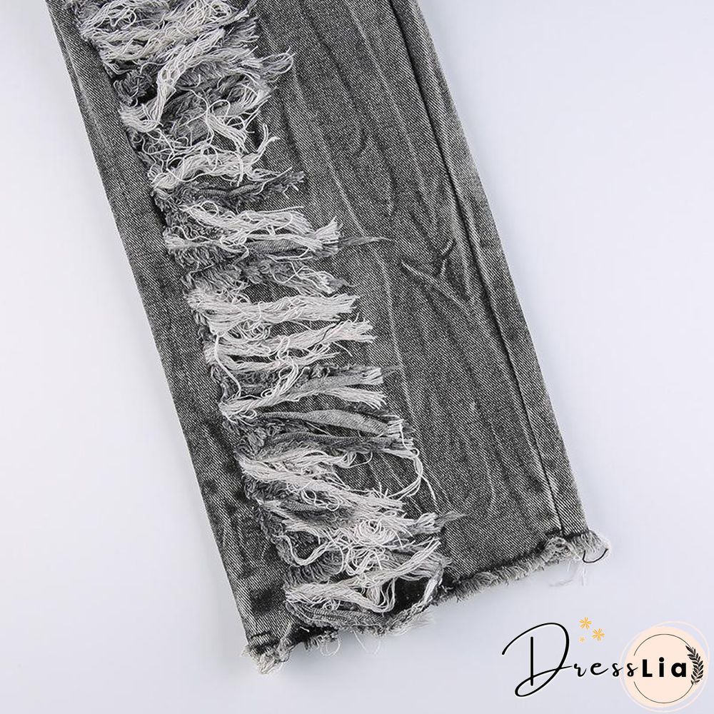 Chic Fringe Embellished Slim Jeans Pants