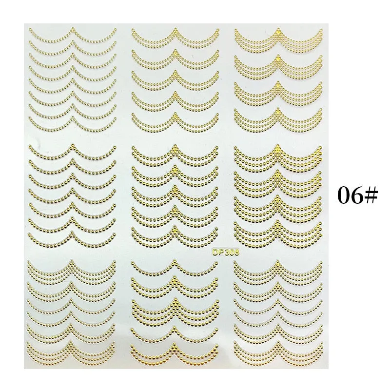 1 Sheet Christmas 5D Nail Stickers Gold And Sliver Snowflakes Transfer Nail Decals Slider Decoration For Manicuries