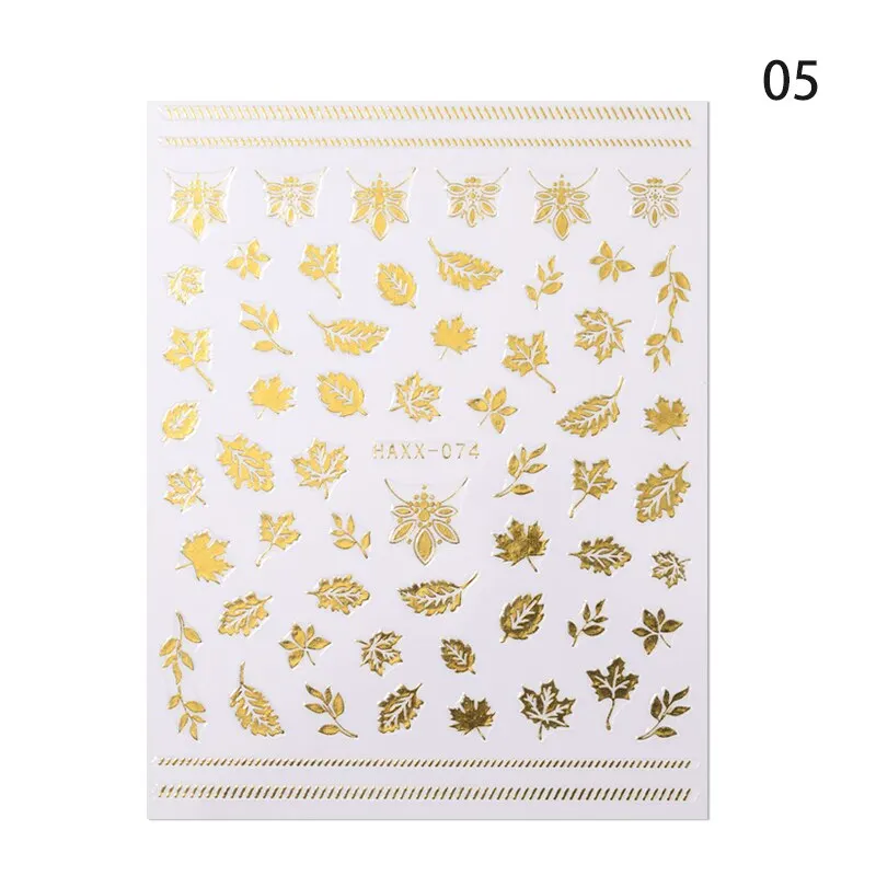 1 Sheet Leaves Geometry 3D Nail Art Stickers Sliders Mandala Flowers Leaf Adhesive Nail Decals Foil Decoration Manicuring Wrap