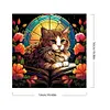 Cat Reading Book Glass Painting-Paint by Numbers Acrylic Painting 40*40CM