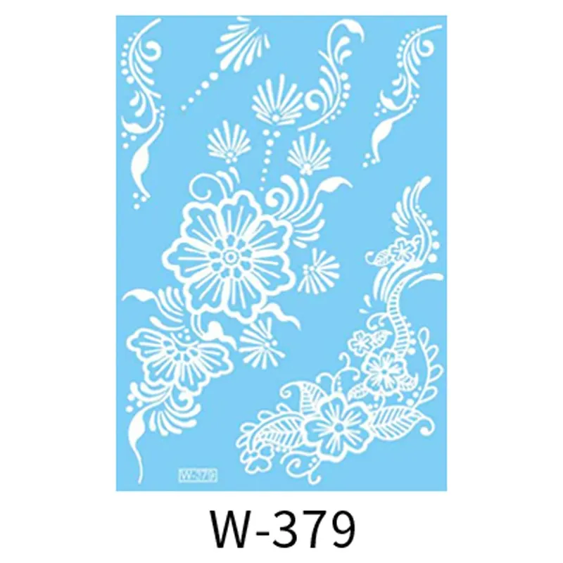 Sexy Henna Mehndi Tattoo White Lace Necklace Flower Water Transfer Temporary Tatoo Sticker Body Art Waterproof for Wedding Beach