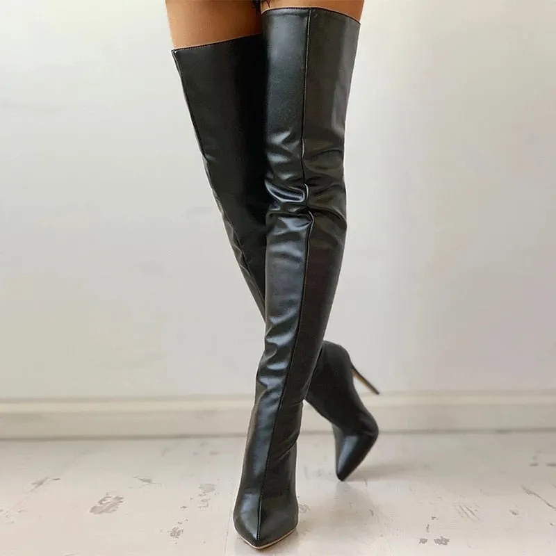 Sexy High Heels Over The Knee Boots Women 2021 Black Thigh High Boots Ladies Autumn Winter Shoes Women's Long Boot Plus Size 43
