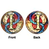 (Upgrade Size)DIY Double Sided Diamond Painting Alphabet Family Last Name Initial Sign Ornament with Chain Window Hanging Kit