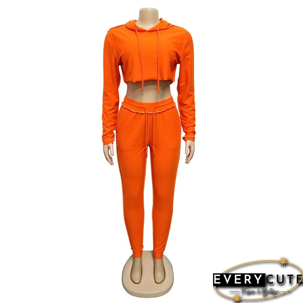 Orange Crop Hoodie with Pant Set