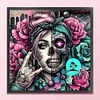 Skull Girl-11CT Stamped Cross Stitch 40*40cm/15.75*15.75in