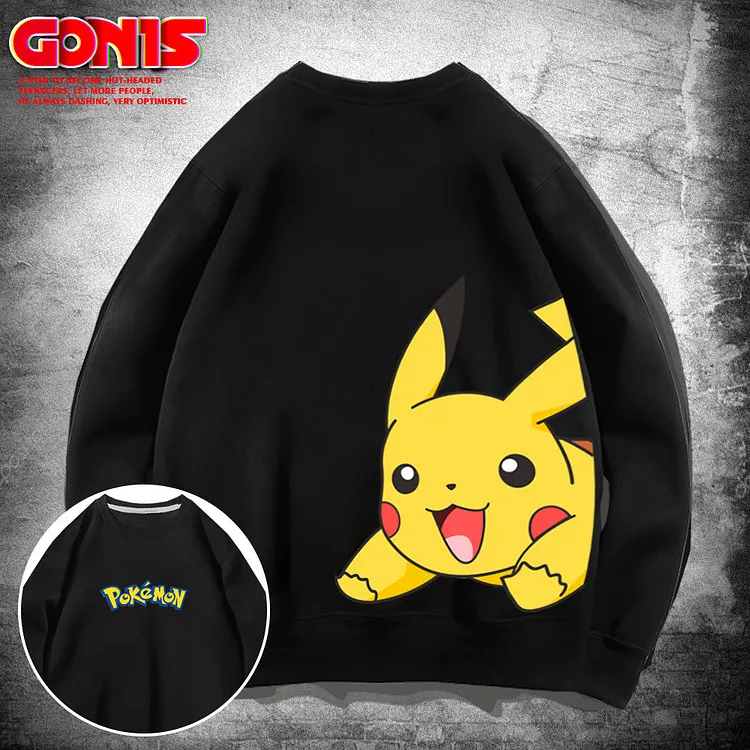 Men and Women Pokemon Pikachu Hoodie round Neck Sweater for Men and Women