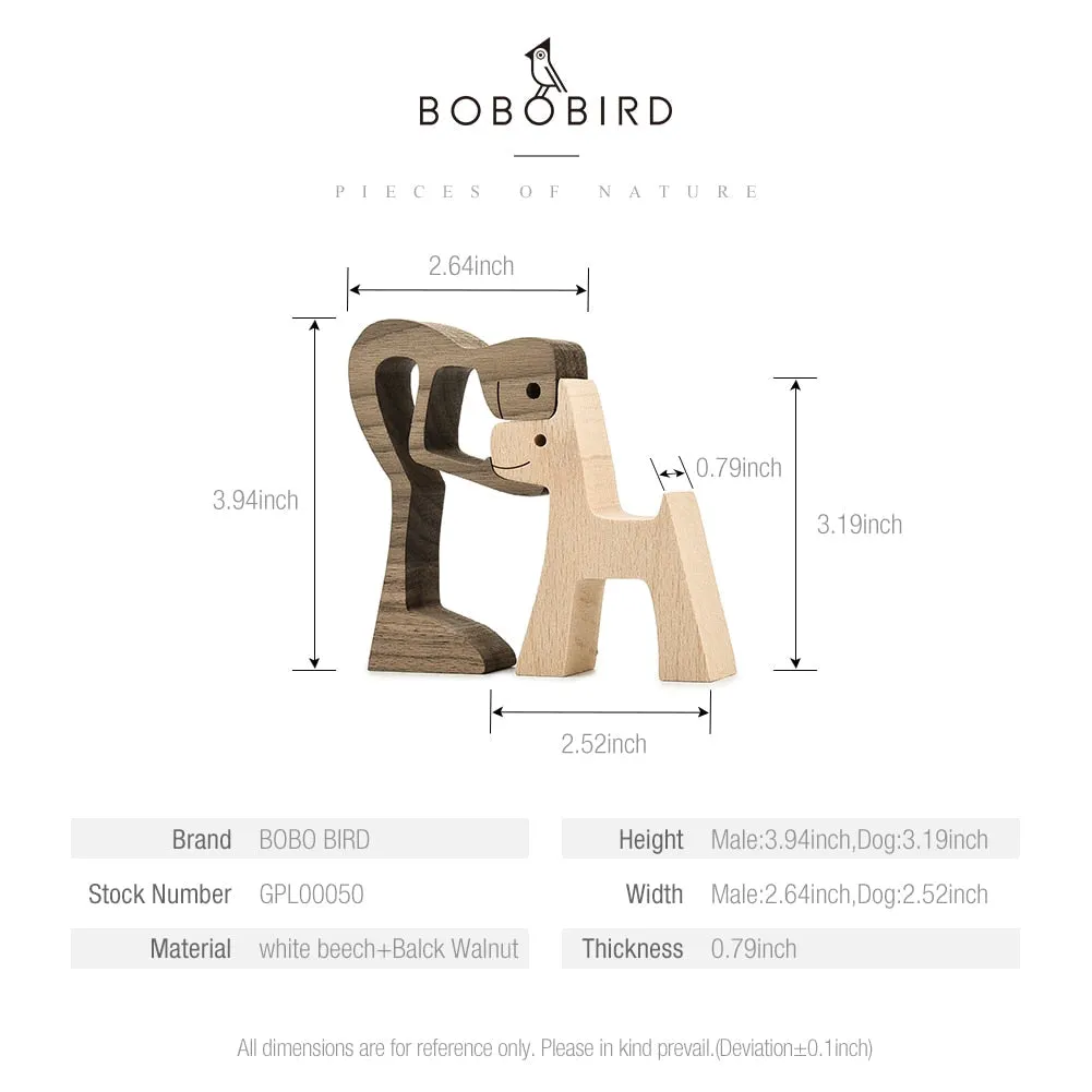 Puppy Family Wood Dog Carving Ornaments Decoration Home Decor Figurine Desktop Table Ornament Sculptures For Dog Pet Lover Gifts 712