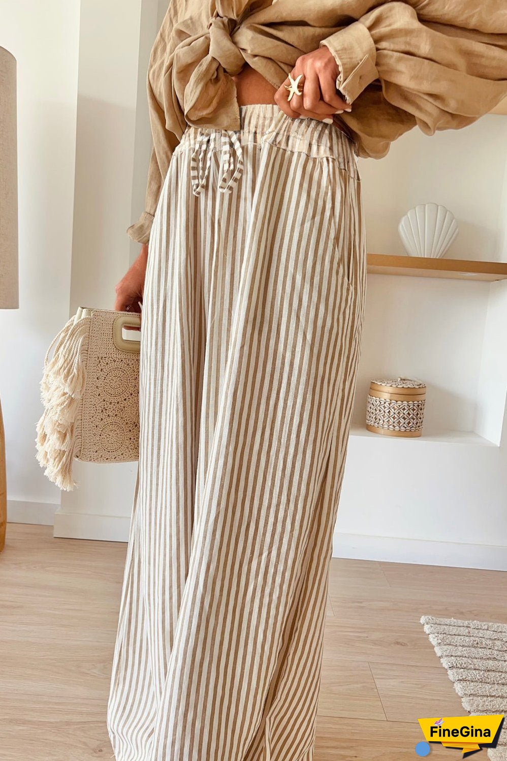 Lightweight Linen Blend Wide Leg Pants