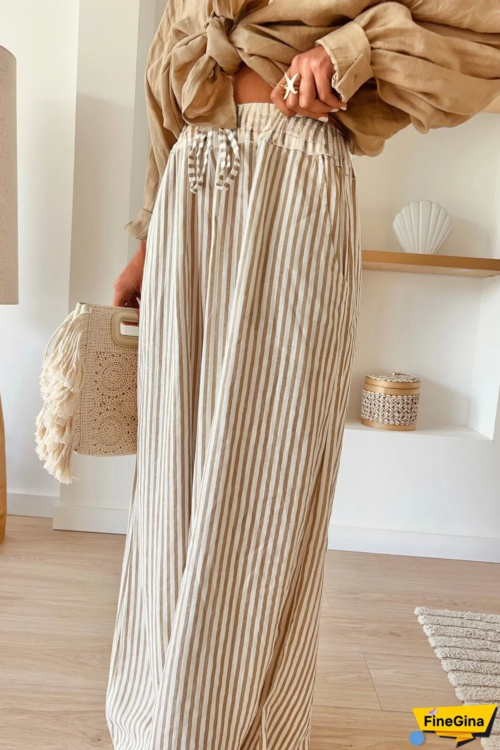 Lightweight Linen Blend Wide Leg Pants